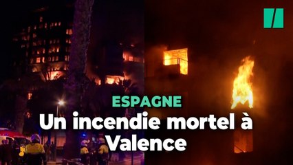 Download Video: En Espagne à Valence, un incendie impressionnant ravage un immeuble de 14 étages