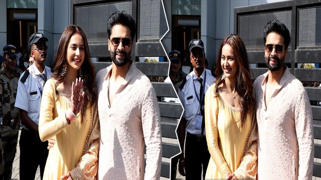 Rakul-Jackky: Goa से वापस आए Rakul Preet Singh और Jackky Bhagnani, सूट में बेहद खूबसूरत दिखी Actress