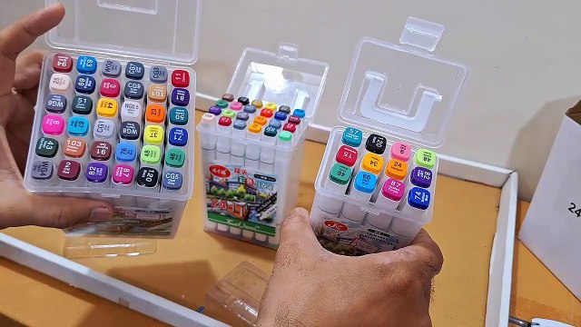Unboxing and Review of 12 24 36 Colors Dual Tip Art Markers Pen For Manga Impressions For Art Lovers With Plastic Box