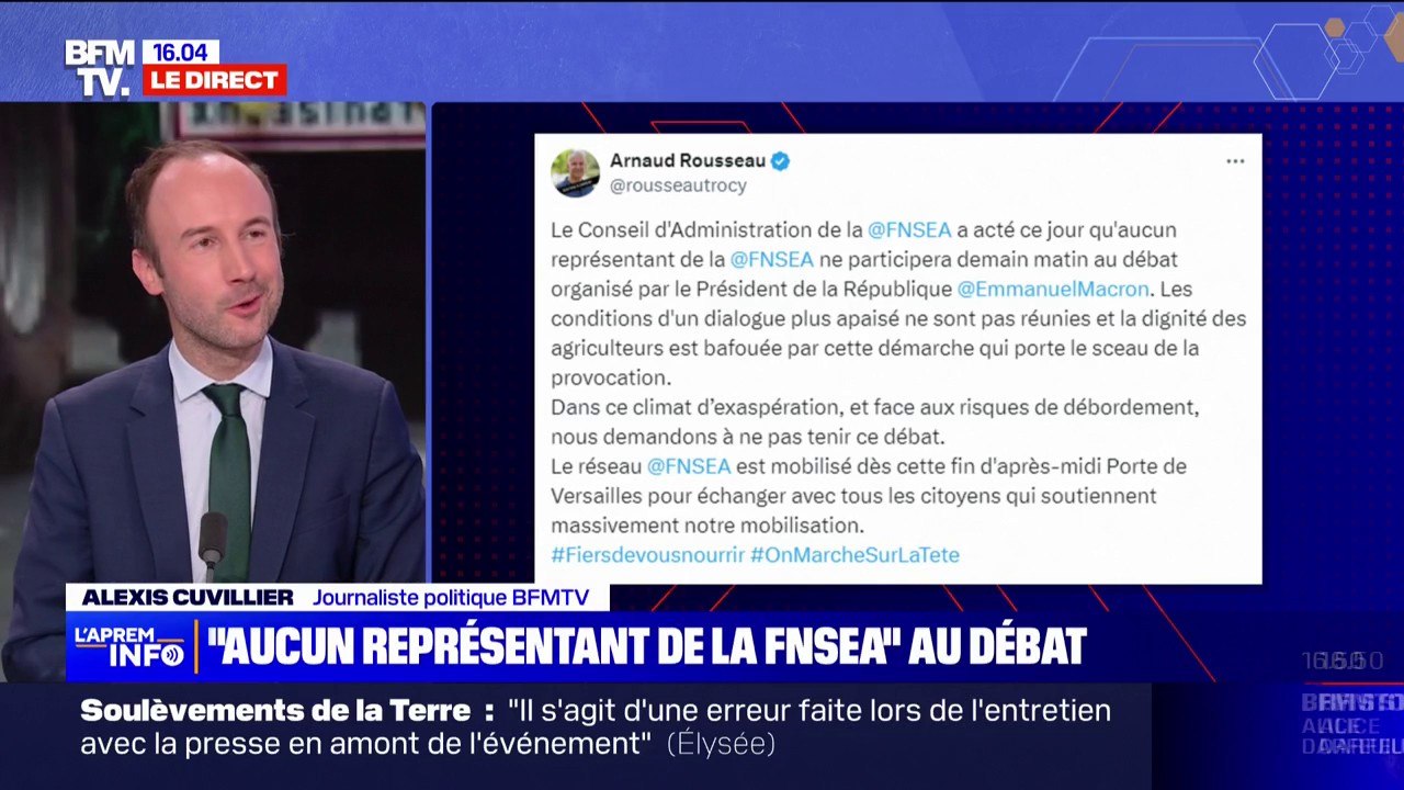 Grand débat au Salon de l'agriculture: la FNSEA appelle "à ne pas tenir ce débat" "face aux risques de débordement"