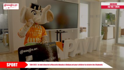 CAN 2023 - le mini show de la Mascotte Akwaba à Abidjan.net pour célébrer la victoire des Eléphants