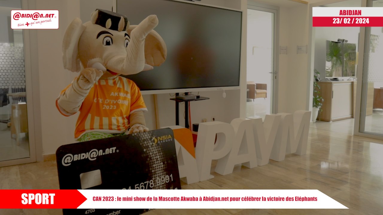 CAN 2023 - le mini show de la Mascotte Akwaba à Abidjan.net pour célébrer la victoire des Eléphants