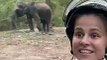 Elephant Reminds Woman Of Its Strength