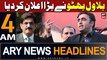 ARY News 4 AM Headlines 24th February 2024 | Bilawal Bhutto Big Announcement