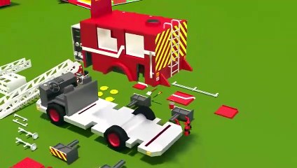 Download Video: Camion de pompier en action dessin animé éducatif francais. Jeu d'assemblage  le camion d'incendie.  Dessins Animés Pour Enfants