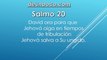 Salmo 20 David ora para que Jehová oiga en tiempos de tribulación — Jehová salva a Su ungido.  Al músico principal. Salmo de David.  1 Jehová te oiga en el día de tribulación; el nombre del Dios de Jacob te defienda.  2 Te envíe ayuda desde el asantuario,