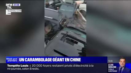 Les images impressionnantes d'un immense carambolage impliquant une centaine de voitures en Chine