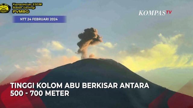 Penampakan Gunung Ile Lewotolok Erupsi Keluarkan Lava Pijar