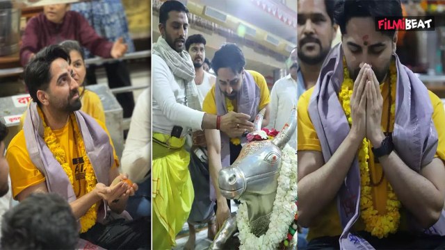 Ayushmann Khurrana माथे पर तिलक, गले में फूलों की माला पहने पहुंचे Ujjain, किए महाकाल के दर्शन!