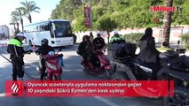 Oyuncak scooterıyla uygulamaya geldi, polisin önünde büyüklerine ders verdi