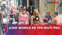 Kenakan Kostum Gatotkaca, Polisi Ajak Warga Ikuti Pemungutan Suara Ulang di TPS 27 Simolawang Surabaya