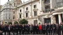 Alberto Núñez Feijóo en el minuto de silencio en Valencia