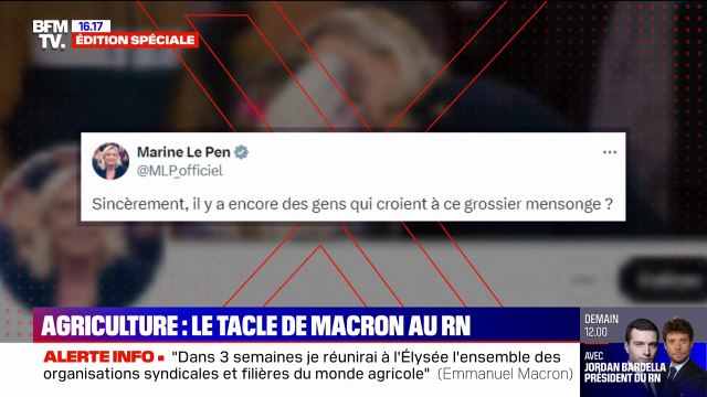 Sincèrement, il y a encore des gens qui croient à ce grossier mensonge? : la réponse de Marine Le Pen face au tacle d'Emmanuel Macron