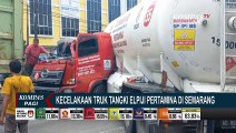 Truk Tangki Elpiji Pertamina Tabrak Truk di Semarang