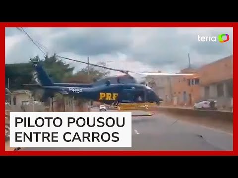 Helicóptero da PRF faz pouso de emergência em BH; novo ângulo mostra o exato momento