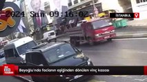Beyoğlu'nda facianın eşiğinden dönülen vinç kazası