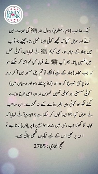 Daily Hadees | Hadees Sharif | Sahih Bukhari 2785 || Daily Blink #viral #hadees #hadith