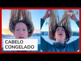 Influenciadora viraliza nas redes após ter o cabelo congelado