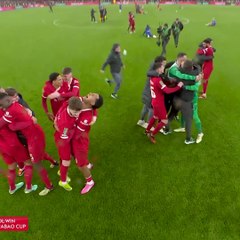 Full time celebrations of Liverpool after they win the Carabao cup