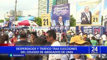 Desperdicios y tráfico tras elecciones del Colegio de Abogados de Lima en Lince