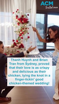 Aussie couple ties the knot in finger-lickin' good wedding