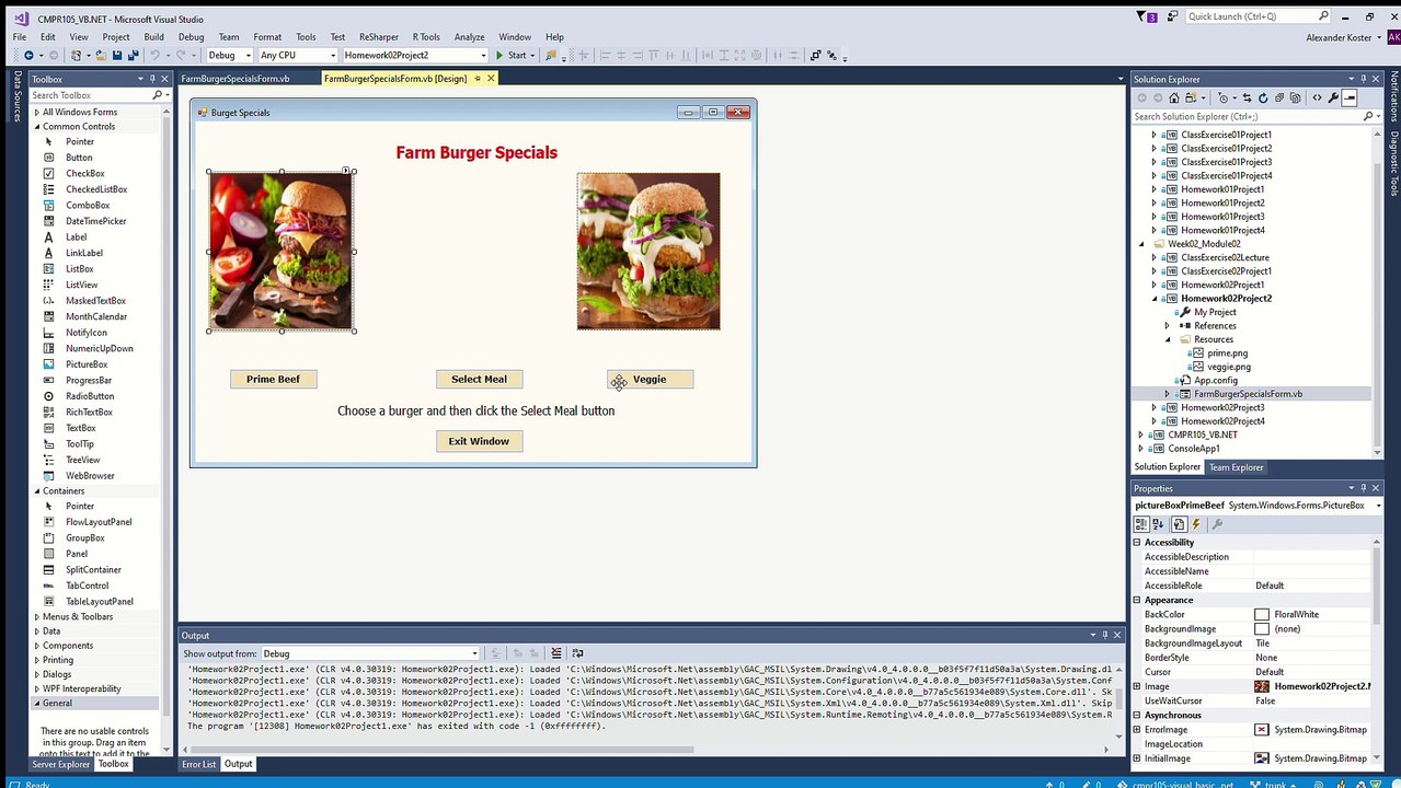 CMPR 105 Visual Basic .NET Homework #2 Week #2 Module #2 Projects 1-4