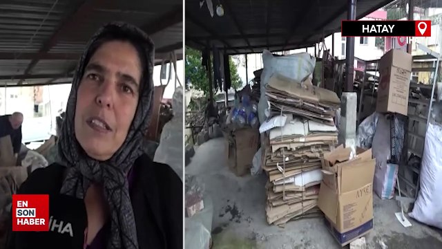 Hatay'da fedakar anne, çocuklarını karton toplayarak okutuyor