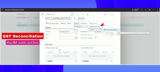 GST Reconciliation in Business Central |  Task/Page Overview.