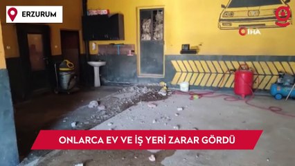 Uzundere'de göçük: Onlarca ev ve iş yeri zarar gördü