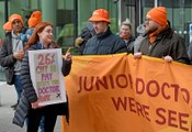 Doctors strike outside the Queen Elizabeth Hospital, Birmingham