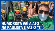 Humorista opositor a Bolsonaro vai a ato na Paulista e faz o ‘L’