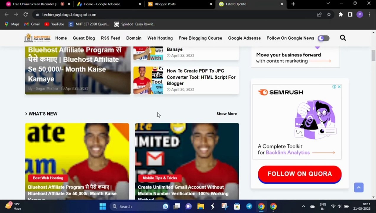 Blogspot.com Live Google Adsense Earning || Free Blogger Website Adsense Earning || Adsense Earning