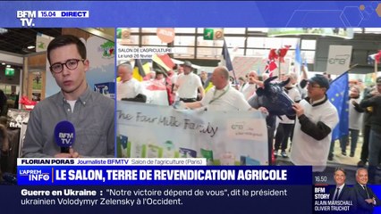Salon de l'agriculture: des producteurs de lait ont manifesté devant les stands de l'UE et du ministère de l'Agriculture