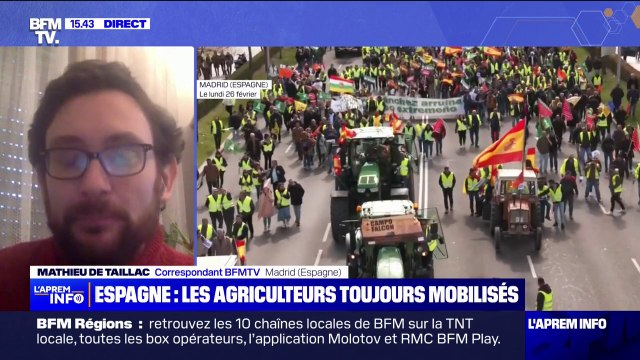 Espagne: les agriculteurs, toujours mobilisés, manifestent à Madrid