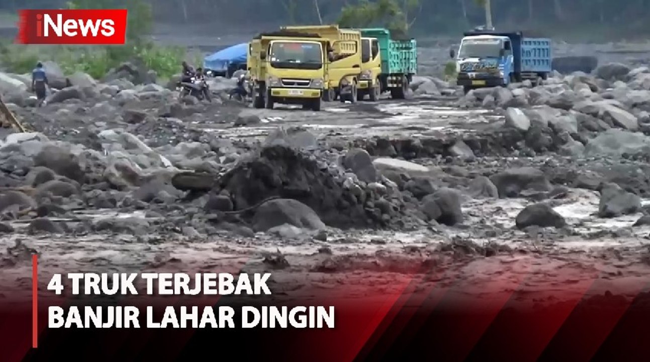 Detik-Detik 4 Truk dan Penambang Pasir Terjebak...