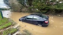 Car stuck in floodwater in Bognor Regis