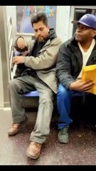 Guy provokes a man sitting beside him on the subway and instantly regrets it