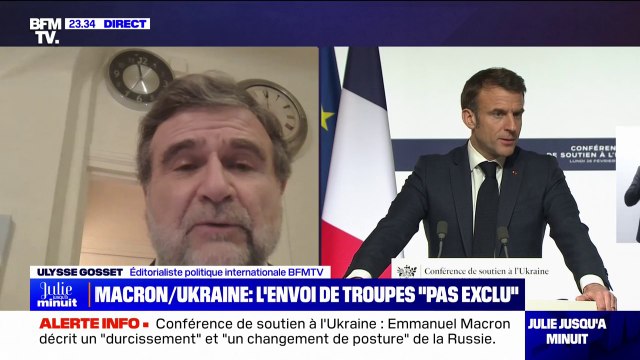 Envoi de troupes en Ukraine pas exclu par Emmanuel Macron: Je le vois plutôt comme une assistance militaire que comme un engagement au combat en première ligne , analyse Ulysse Gosset