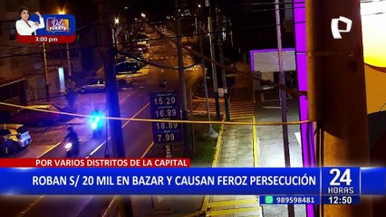 Delincuentes provocan persecución policial tras robar mercadería valorizada en S/20 mil de bazar