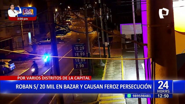 Delincuentes provocan persecución policial tras robar mercadería valorizada en S/20 mil de bazar