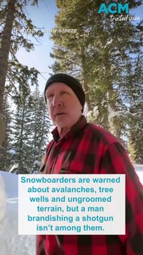 Wild moment snowboarder confronted by shotgun-wielding man