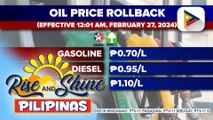 Oil price rollback, epektibo ngayong araw