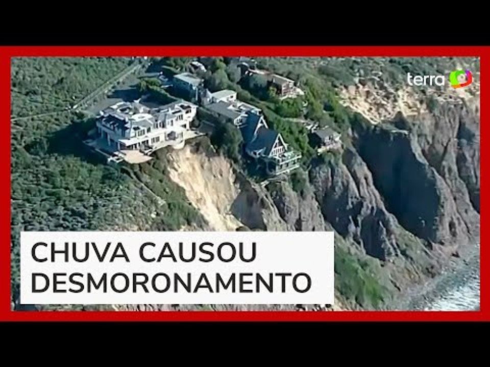 Deslizamento de terra deixa mansões 'tombadas' à beira do precipício na Califórnia