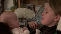 Sister tears up on her baby sister's heartily laughing *Heartwarming Video*