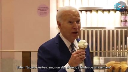 La última sobrada de Biden: habla de un alto el fuego en Gaza mientras se come un helado