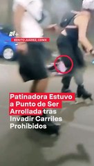 Patinadora casi es arrollada