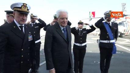 Mattarella visita la nave Bergamini al porto di Limassol, le immagini