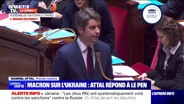Gabriel Attal à Marine Le Pen: Vos députés européens ont systématiquement voté contre les sanctions contre la Russie