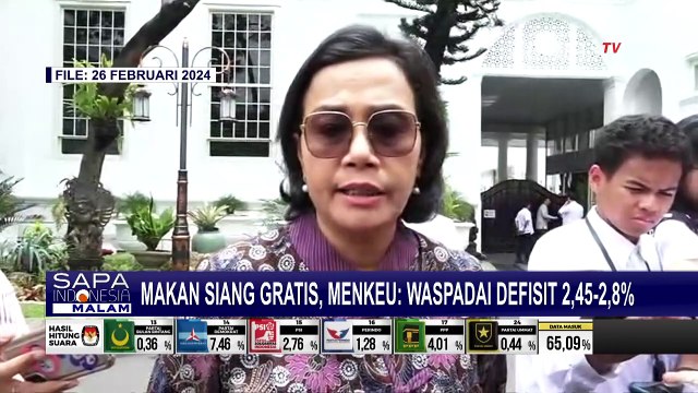 Makan Siang Gratis, Sri Mulyani Ingatkan Potensi Potensi Defisit APBN Sebersar 2,45-2,8 Persen