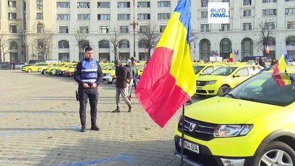 Download Video: Romanian taxi drivers threaten hunger strike in protest against ride-sharing companies